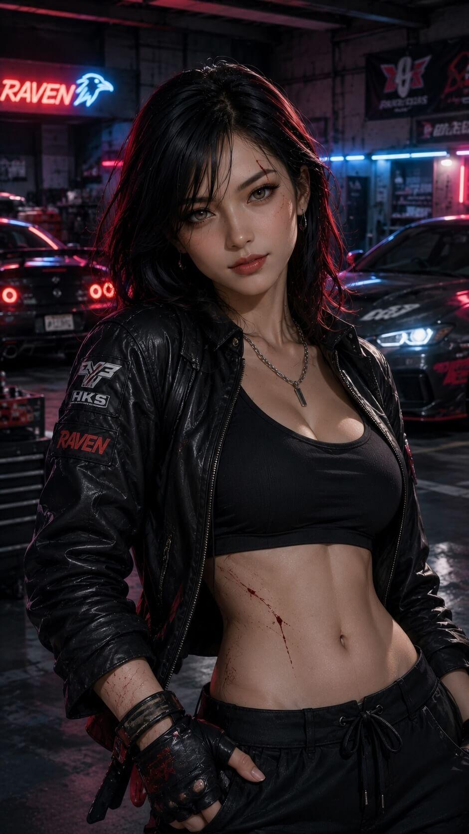 Raven — Midnight thrill-seeker, an AI character on Livio Live
